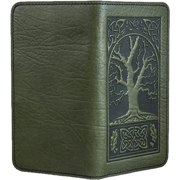 𝅺CELTIC Oak Embossed Genuine Leather Checkbook Cover - Picture 1 of 5